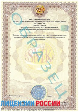 Образец сертификата соответствия (приложение) Донецк Сертификат ISO 13485